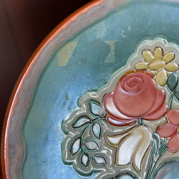 Vibrant Hand Painted Floral Plate Made in Germany Vintage MCM Folk Art - Picture 4 of 12